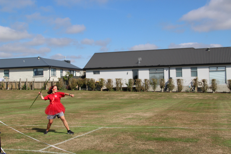 Student ready to throw javelin